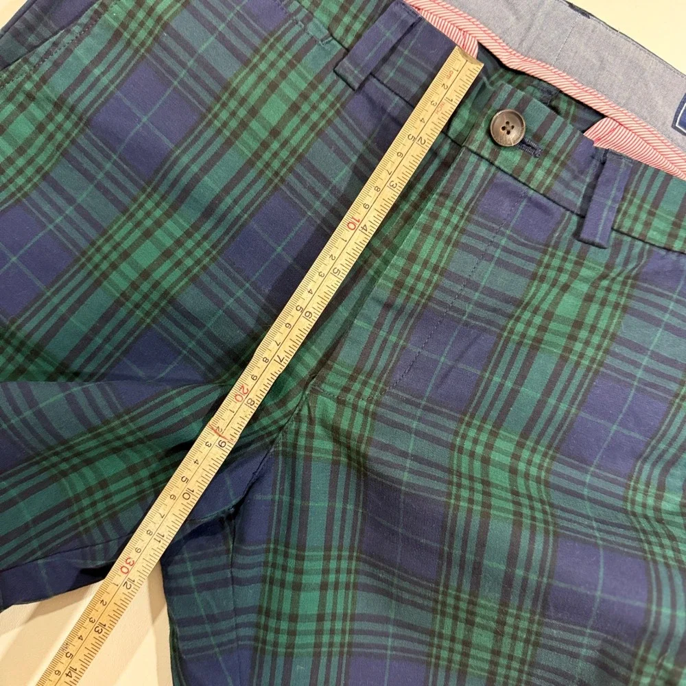 Vineyard Vines Breaker Pant Mens 32x30 Green Navy Black Watch Plaid Excellent